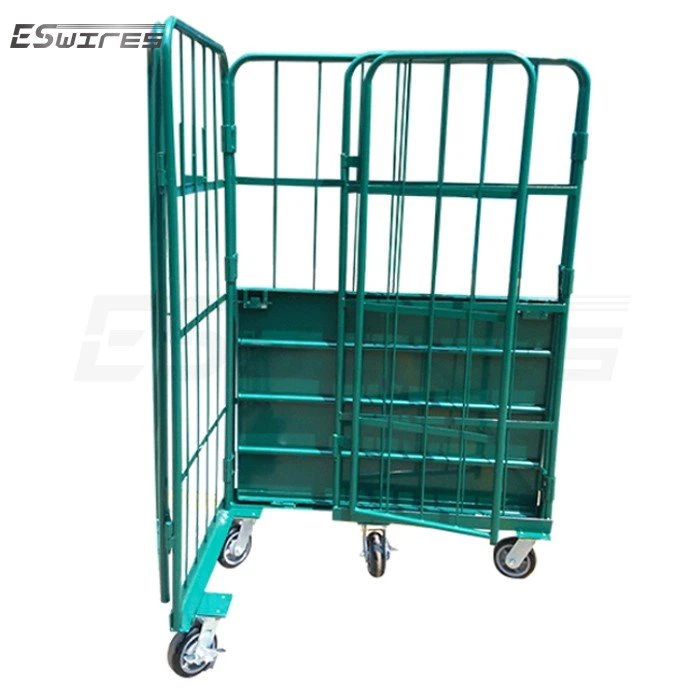 Roll cage pallet fold